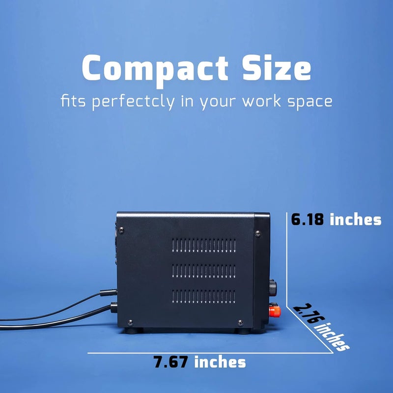 WeP 3010D-III DC Variable Power Supply 30.00V 10.00A High Precision Bench Lab Power Supply with Alligator Clips for anodizing kit, Electroplating, arduino, breadboard - Image 4